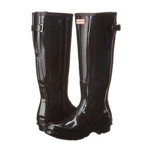 Hunter Black Gloss Tall Rain Boots Original Size 7